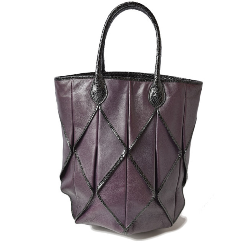 Bottega Veneta Handbag Leather Python Purple Black - image 1